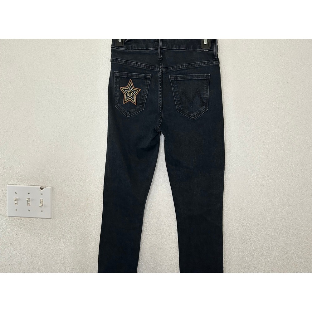 Mother The High Waisted Looker Skinny Jeans Blackbird Star Embroidered size 25 - Picture 2 of 13